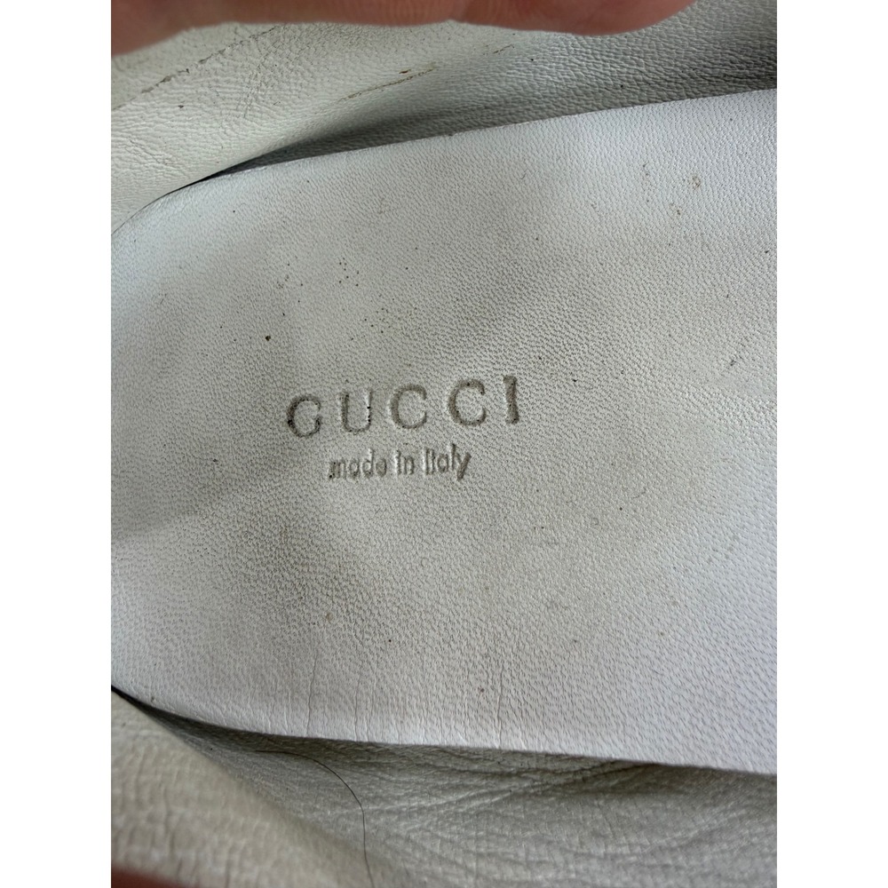 Gucci Driving Loafers men’s 9.5 White Leather Web Stripe Bow Slip On Shoes - Picture 11 of 11